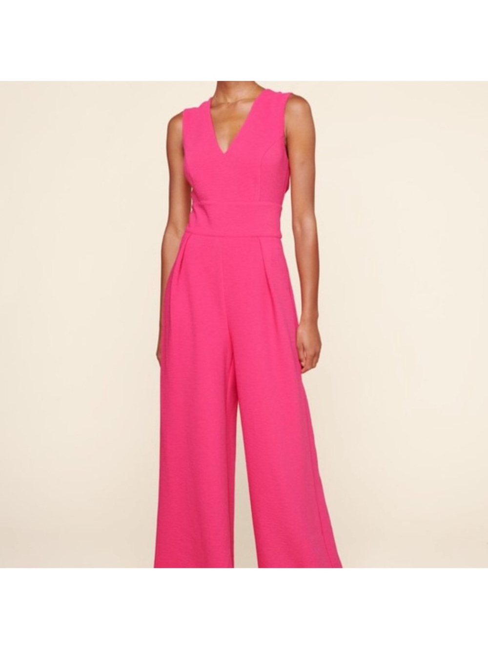Sugarlips Hot Pink V-Neck Wide-Leg Jumpsuit size:S